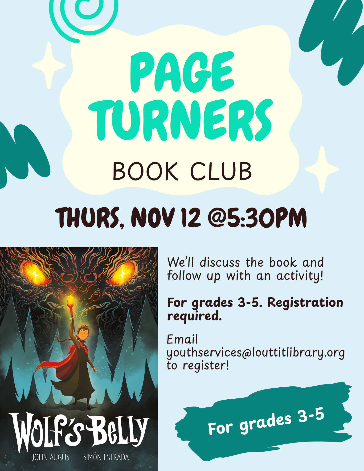 Page Turners Flier, Wolf's Belly by John August