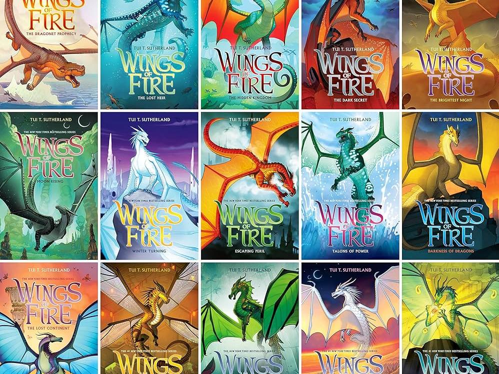Collage of Wings of Fire books by Tui T Sutherland
