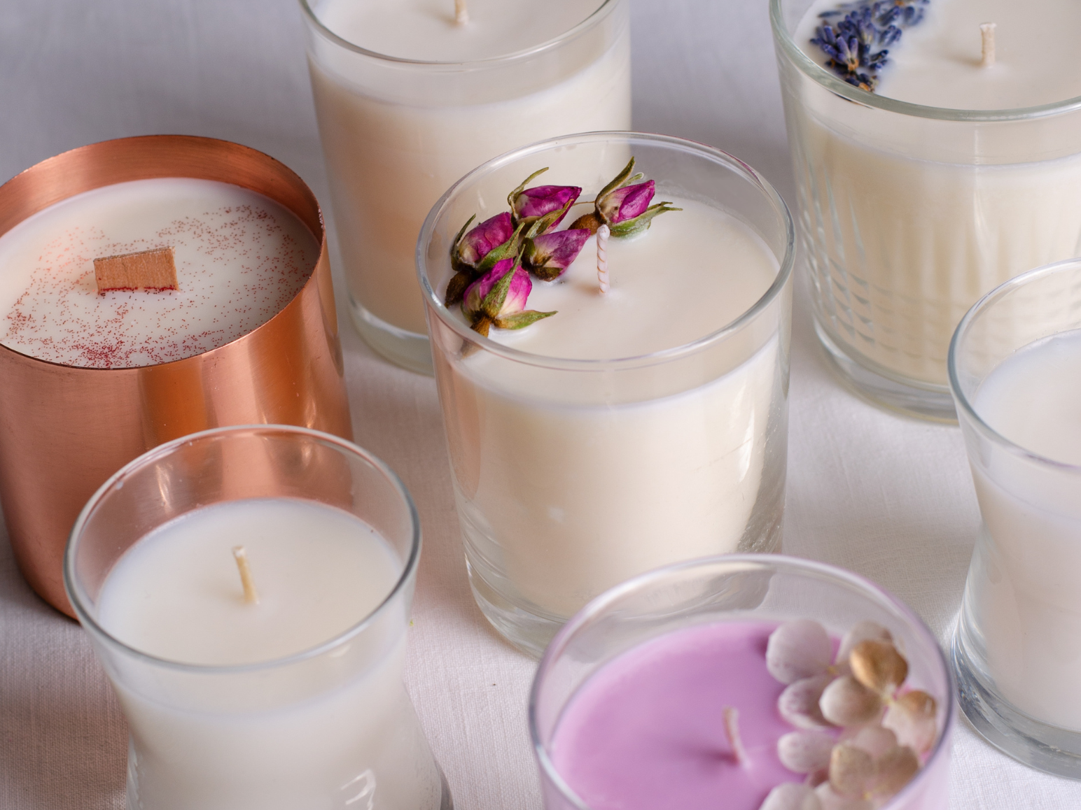 Flier for teen candle making with photo of various candles.